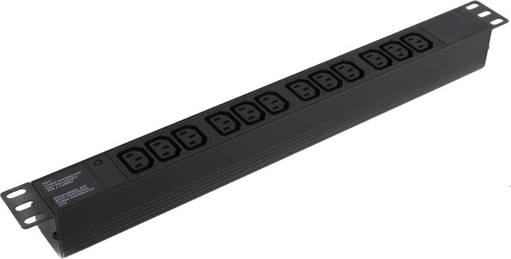 Блок розеток горизонтальный ExeGate ServerPro PDU-19H007 Al-12C13-C20, 19", 1U, Алюминий, 12 IEC 320 C13, С20, черный