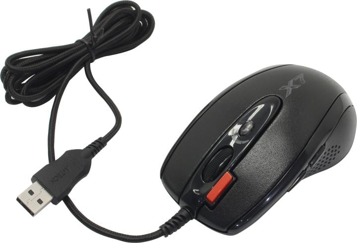 A4Tech Game Optical Mouse <X-710BK-Black>  (RTL) USB 7btn+Roll