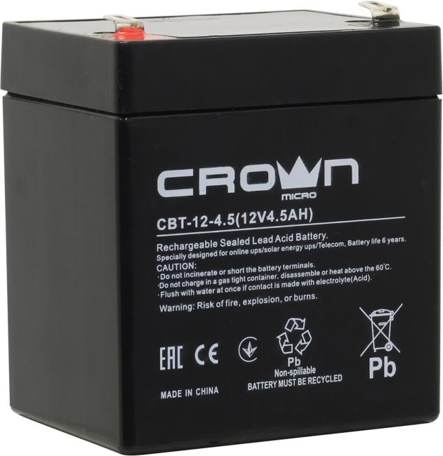 Аккумулятор CROWN Micro CBT-12-4.5 (12V, 4.5Ah) для UPS