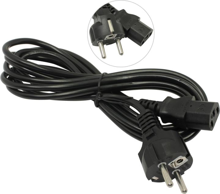 Exegate EP280648RUS Кабель питания ExeGate Power PC-3P (Евровилка Schuko->С13) VDE-250V-3*0.5mm2, медь, черный, 3м.