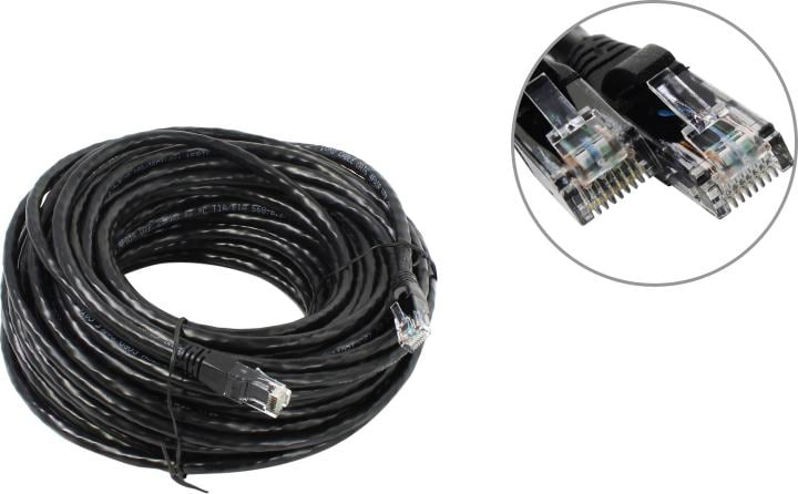 Патчкорд литой iOpen (7/0.20) UTP кат.6 черный 20m <ANP612B-BK-20M>