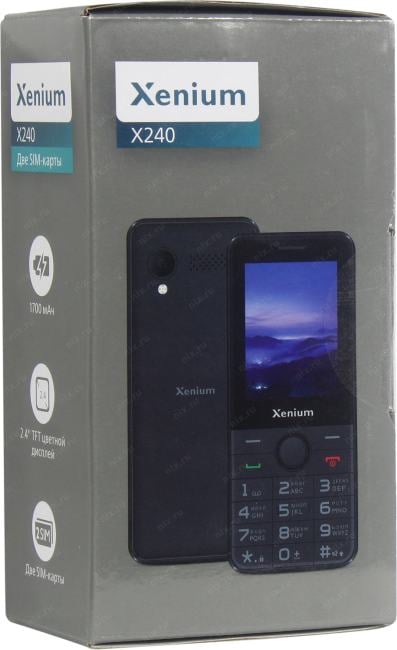 Мобильный телефон XENIUM X240 черный моноблок 2Sim 2.4" 240x320 Nucleus 0.3Mpix GSM900/1800 MP3 FM microSD max32Gb