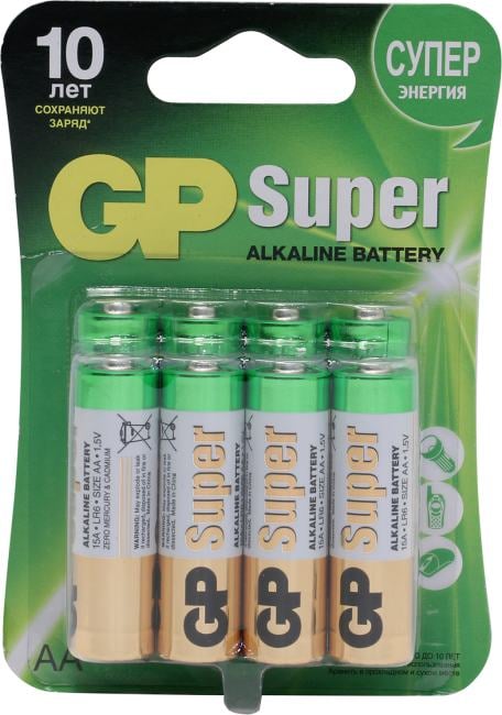 GP Ultra/Super 15AU-2CR8/15A-8 (LR6) Size AA, щелочной  (alkaline) <уп. 8шт>