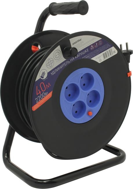 Smartbuy <SBE-10-4-40-N> Удлинитель на катушке  <40м>  (4  розетки, 2.2кВт)