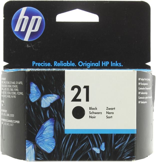 C9351AE - Картридж HP 21 Black Original Ink Cartridge для HP DeskJet F300, D1400, D1500, D2300, D2400, F2100, F2200, F22200, F4100 series, HP OfficeJet 4300, 5600, J3600, J5500 series, HP Printer / Scanner / Copier 1400 series, HP Fax 3100 series