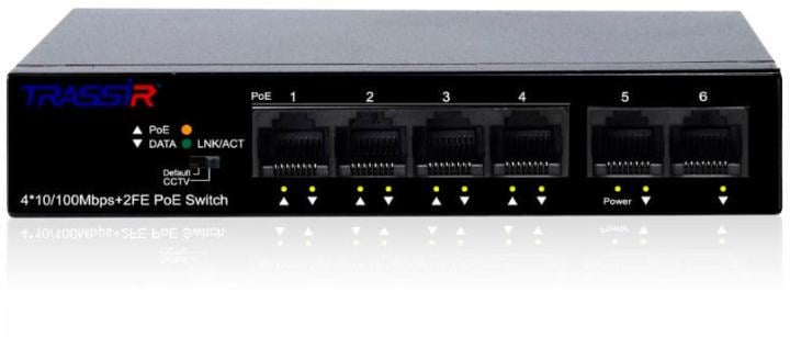 Коммутатор Trassir TR-NS1106-60-4POE (L2) 6x100Мбит/с  4PoE 60W неуправляемый