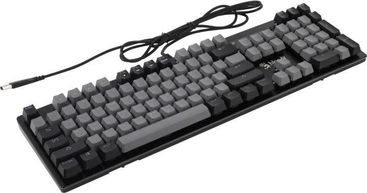 Клавиатура Bloody B828N LK Blue <Grey+Black>  <USB>  104КЛ,  подсветка клавиш