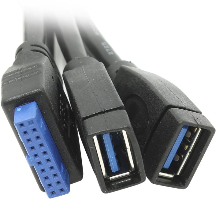 Espada <El-DC20PF-USB3X2> Кабель-переходник 20pin ->  2xUSB3.0,  0.5м
