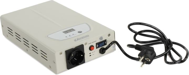 Стабилизатор POWERMAN AVS 1000S, ступенчатый регулятор, цифровые индикаторы уровней напряжения, 1000ВА, 140-260В, максимальный входной ток 7А, 1 евророзетка, IP-20, навесного исполнения, 290мм х 175мм х 68мм, 3,09 кг./ Stabilizer POWERMAN AVS 1000S, step-