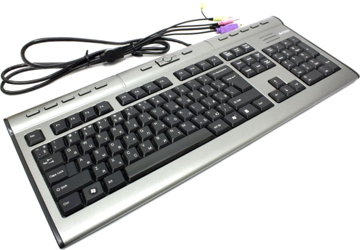 Клавиатура A4Tech X-Slim Multimedia Keyboard KLS-7MUU <Grey-Black/Silver> <USB> 104КЛ+17КЛ  М/Мед  +  USB порт