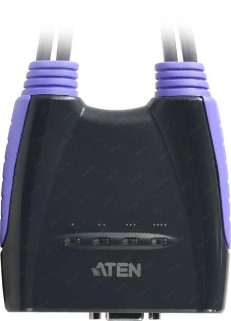 ATEN <CS64US> 4-port USB KVM Switch (клавиатураUSB+мышьUSB+VGA15pin+Audio, кабели несъемные)
