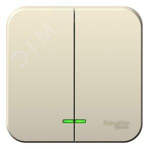 Выключатель Systeme Electric BLNVA105112 2-клавишный с подсветкой 10А, 250B, изолир. пластина Молочный наруж