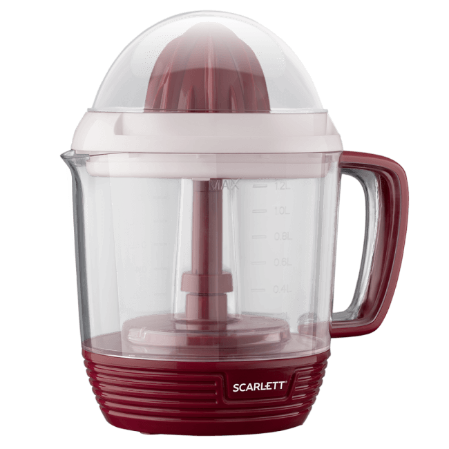 Соковыжималка цитрусовая Scarlett SC-JE50C08 25Вт рез.сок.:1200мл. красный/белый