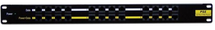 Патч-панель LANMASTER - PP12 POE с одним блоком питания 48V, 120W, 12-ports, кат. 5e, UTP, RJ-45, цвет чёрный, LAN-PP12-POE/A1