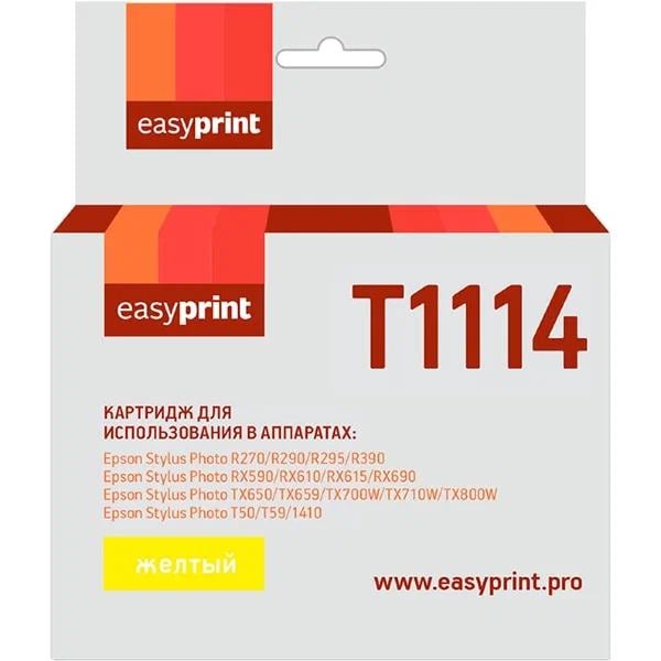 Картридж EasyPrint IE-T1114 для Epson Stylus Photo R270/R290/R390/RX690/TX700, желтый, с чипом