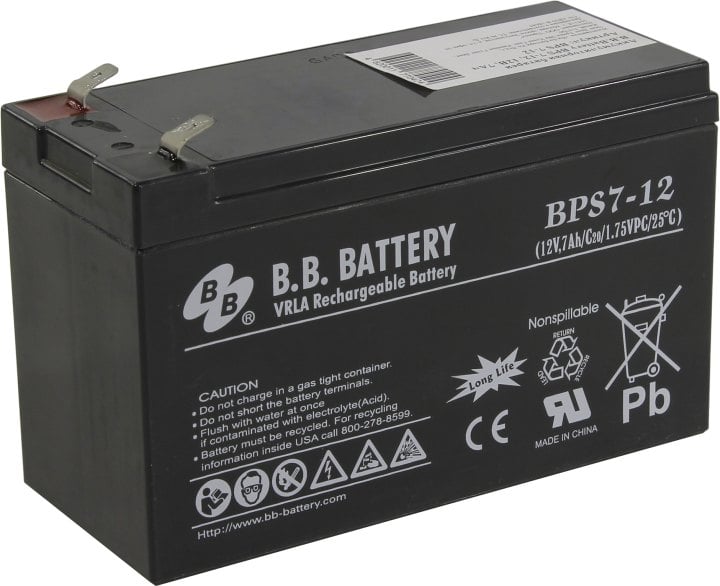 Аккумулятор B.B. Battery BPS7-12 (12V, 7Ah) для UPS