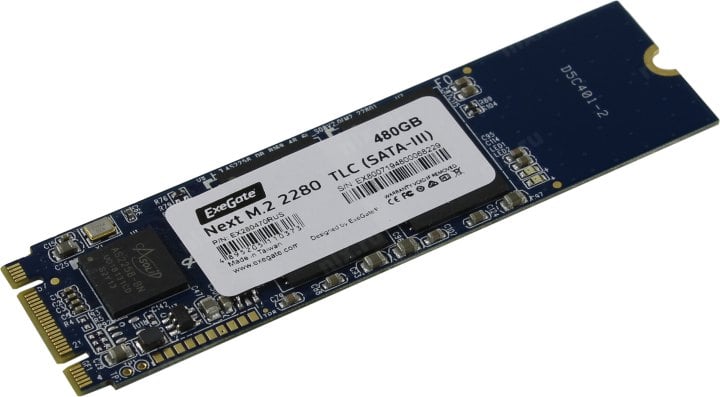 Накопитель SSD ExeGate Next A2000TS480, 480Gb, M.2 2280, SATA III, R/W 563/497
