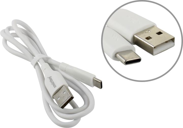 Кабель USB - USB Type-C, 1м, SmartBuy iK-3112-S25w White