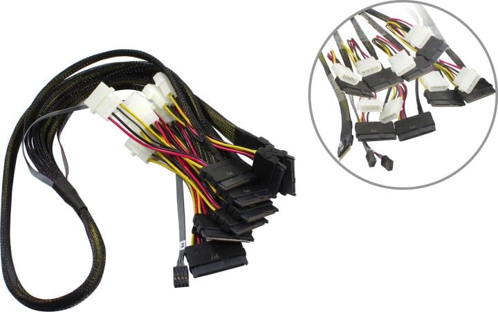 Кабель ACD-60006-JP Slimline SASx8 (SFF8654) -to- 8x U.3 Direct, 1M, (аналог Broadcom 05-60006-00)