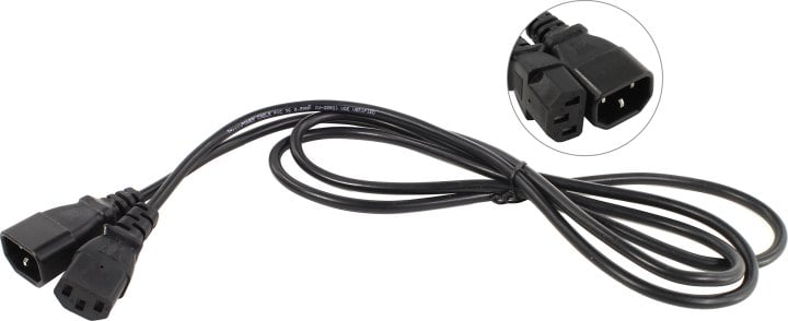 Telecom <TP020-IEC320-C13/C14-BK-1.8м> Кабель UPS -> устройство 220V  (IEC-320-C13--> IEC-320-C14) 1.8м