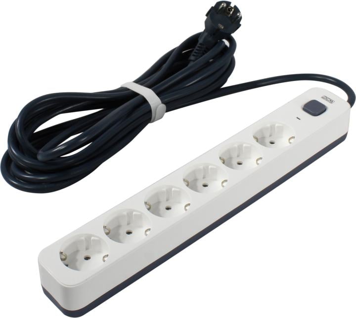 Сетевой фильтр PowerCom SP-06W White/Gray  <5м> 6 розеток