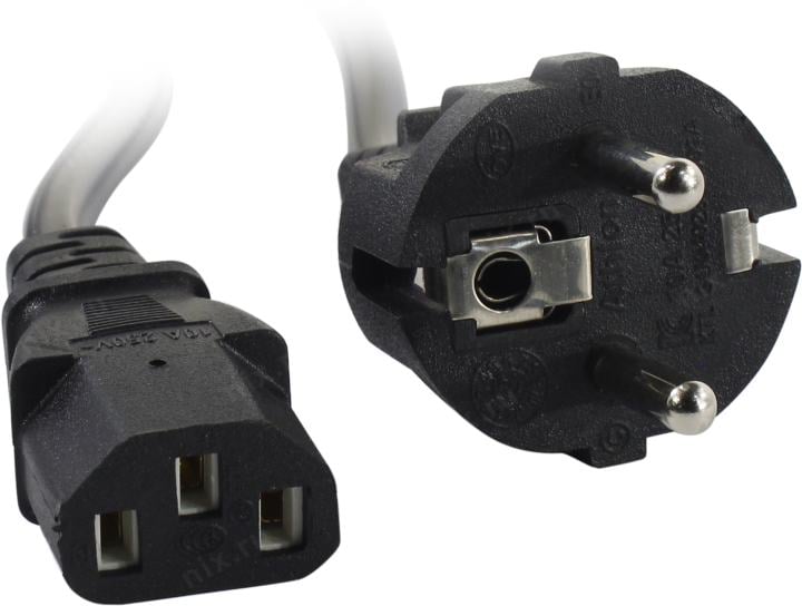 Exegate EX297782RUS Кабель питания Power PC-1P (Евровилка Schuko->C13, VDE-250V-3*1.0mm2, медь, черный, 16A, 1м)