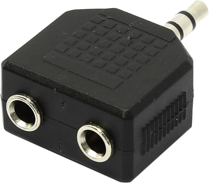 Разветвитель 2xJack 3.5mm(F)-Jack 3.5mm(M), черный 5bites (AA-3MF2-01)