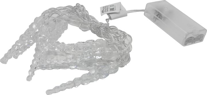 Гирлянда светодиодная Neon-night "Сосульки" 1.5 м, 10 LED, прозрачный ПВХ, цвет свечения теплый белый, 2 х АА (батарейки не в комплекте)