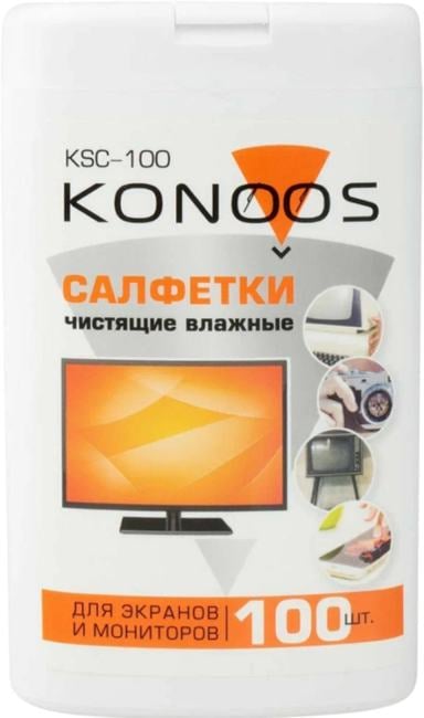 Konoos KSC-100 Салфетки для экранов в компактной банке, 100 шт