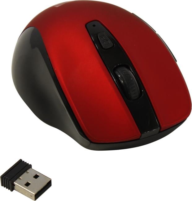 Defender Prime MB-053 { Беспроводная оптическая мышь,красный,6D,800-1600dpi,бесшумн } [52052]
