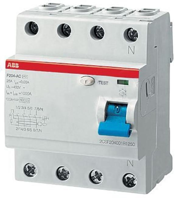 ABB 2CSF204101R1400 Выключатель дифференциального тока (УЗО) 4п 40А 30мА F204 А (F204 A-40/0,03)