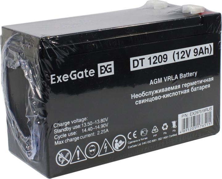 Exegate EX297519RUS Аккумуляторная батарея DT 1209 (12V 9Ah, клеммы F2)
