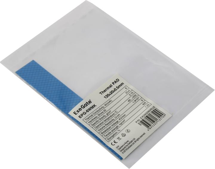 Exegate EX293285RUS Термопрокладка ExeGate EPG-6WMK (120x20x0.5 mm, 6 Вт/ (м•К))