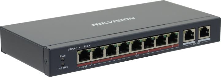 Коммутатор Hikvision DS-3E0310HP-E 8x100Мбит/с 2x1Гбит/с 7PoE+ 1PoE++ 110W неуправляемый