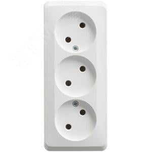 Schneider Electric PA16-009B ЭТЮД Розетка тройная открытой установки без заземления без шторок 16А 250B, белый