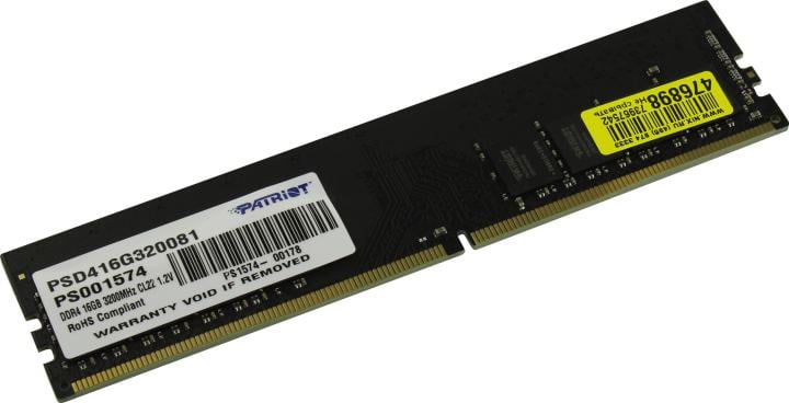 Оперативная память DDR4 16Gb 3200MHz Patriot PSD416G320081 Signature RTL Gaming PC4-25600 CL22 DIMM 288-pin 1.2В single rank Ret [PSD416G320081]