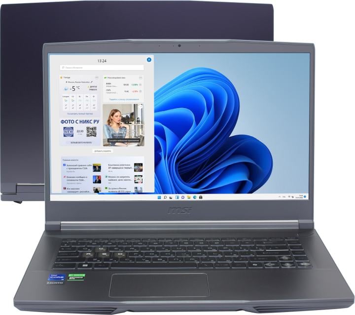 Ноутбук MSI Thin 15 B13VE-3023US Core i5 13420H 16Gb SSD 512Gb NVIDIA GeForce RTX 4050 6Gb 15.6" IPS FHD (1920x1080) Windows 11 Home Multi Language grey WiFi BT Cam