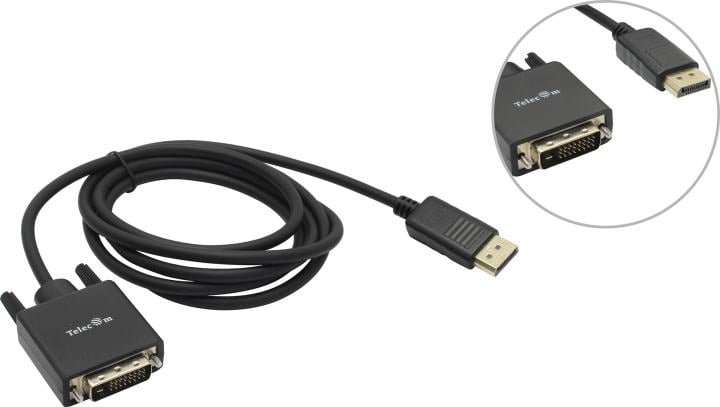 Telecom <TA668-1.8м> Кабель-адаптер DisplayPort(M) ->  DVI (M) 1.8м