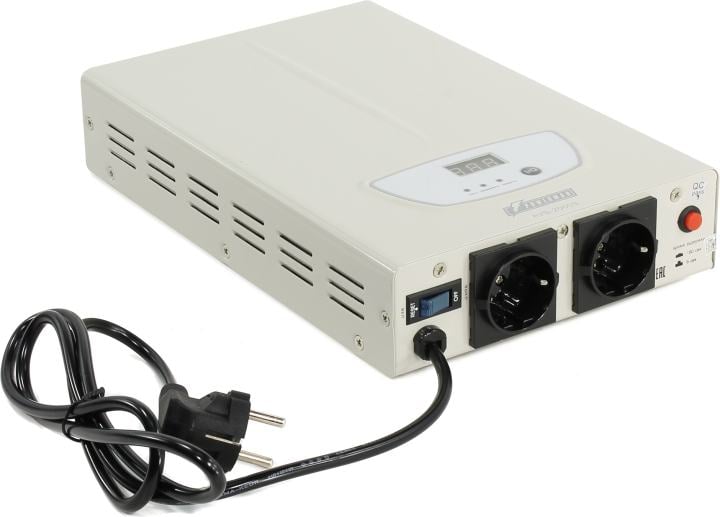 Стабилизатор POWERMAN AVS 2000S, ступенчатый регулятор, цифровые индикаторы уровней напряжения, 2000ВА, 140-260В, максимальный входной ток 15А, 2 евророзетки, IP-20, навесного исполнения, 310мм х 200мм х 68мм, 4,89 кг./ Stabilizer POWERMAN AVS 2000S, step