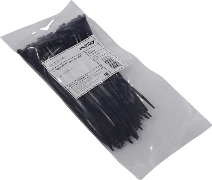 Smartbuy <SBE-CT-25-150-b Black> Стяжка нейлоновая, неоткрыв. 150  мм,  уп-ка  100 шт