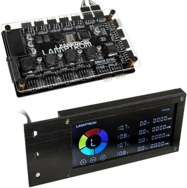 LAMP-CA410B Панель управления вентиляторами и подсв. Lamptron SM436 Sync  Edit.PCI  RGB-Lufter  and LED-Controller-Black
