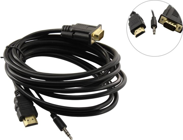 ExeGate <EX-HDMIM-VGAM-3.5JackS-3.0> Кабель-переходник HDMI (M)-> VGA (15M) +  Jack3.5 3м <EX294720RUS>