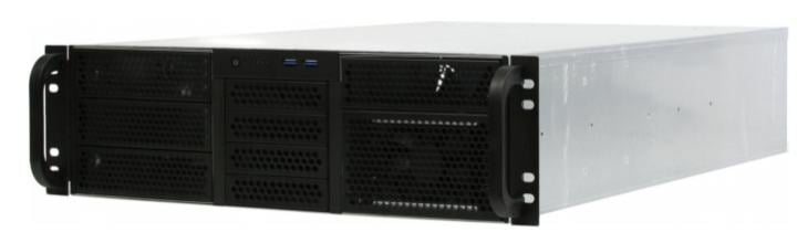 RE306-D4H7-FC8-55 Корпус 3U ,4x5.25+7HDD,черный,без БП(2U,2U-redundant),глубина 550мм,MB  CEB 12"x10.5",8slot,3*120x25 P