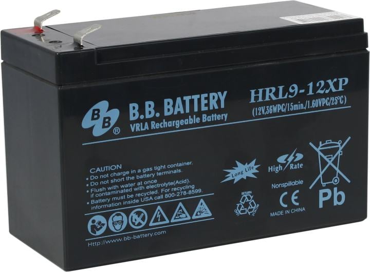 Аккумулятор B.B. Battery HRL 9-12XP, 12В, 9Ач, клеммы F2
