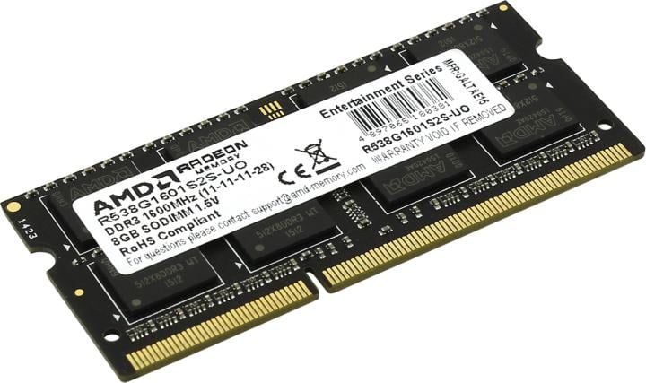 AMD <R538G1601S2S-U(O)> DDR3 SODIMM 8Gb <PC3-12800>  CL11 (for NoteBook)