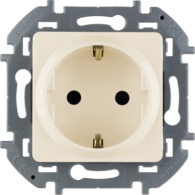 Legrand 673731 Розетка 2К+З со шторками немецкий стандарт 16 А 250 В~ INSPIRIA слоновая кость (673731)
