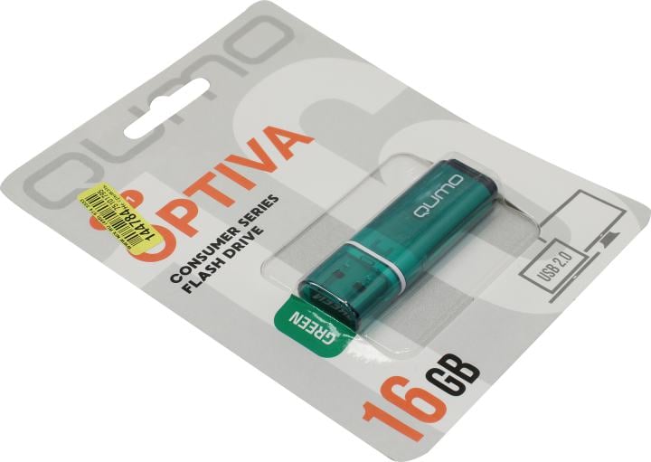 Qumo Optiva <QM16GUD-OP1-Green> USB2.0 Flash Drive  16Gb  (RTL)