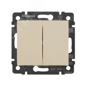 Legrand 774308 VALENA Переключатель двухклавишный на 2 направления в рамку слоновая кость (774308)