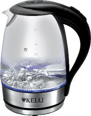 Чайник электрический Kelli KL-1462 стекло(Объем 1.7л. 1850-2200Вт. Термостойкое боросиликатное стекло, внутр. подсветка. Автомат. отключение Шкала уровня воды. Защита чайника от включения без воды. Поворот корпуса на 360°. Закрытый нагреват. элемент.)