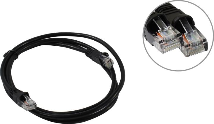 Патч-корд Buro UTP 4 пары cat5E CCA molded 1.5м черный RJ-45 (m)-RJ-45 (m)
